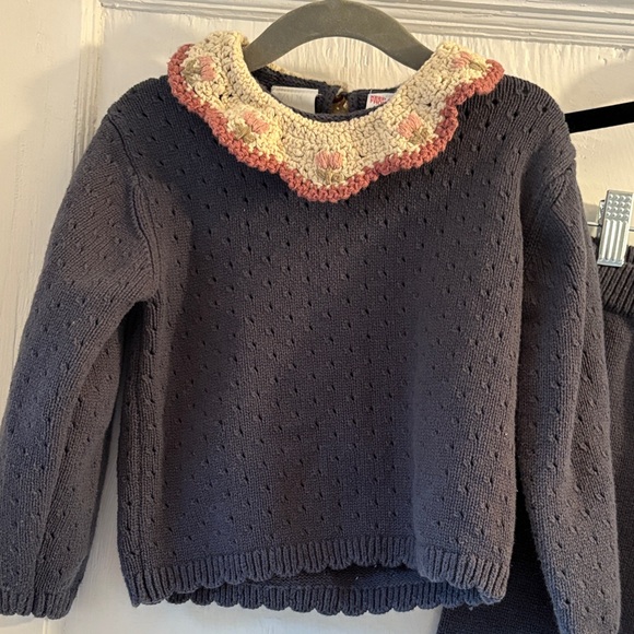 Zara Kids Knit Cardigan and Pants Set - Navy and Tan - Picture 3 of 13